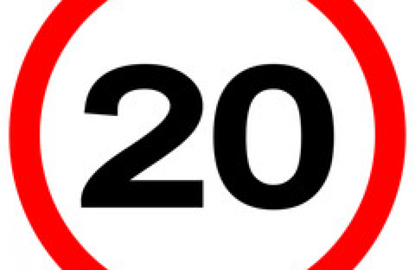 20 miles per hour speed limit sign